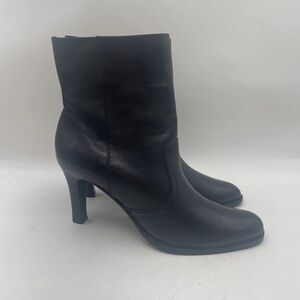 Audrey Brooke Black Leather Heel Ankle Boots Booties Womens Size 8